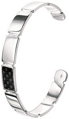 Silver bangle High polish Sterling Silver Carbon fibre Large gents rectangles 70mm diameter