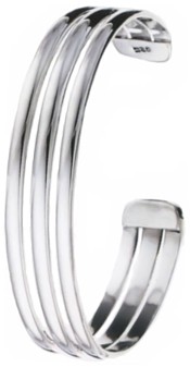 Silver bangle High polish Sterling Silver Three bars