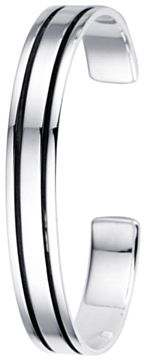 Silver bangle High polish Oxidised Sterling Silver Gents rectangular striped