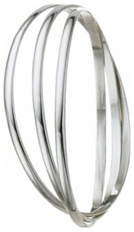 Silver bangle High polish Sterling Silver Three hemisphere bands 62mm d