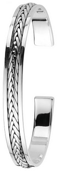 Silver bangle High polish Oxidised Sterling Silver Gents rectangle weave pattern
