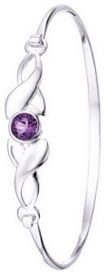Silver bangle High polish Sterling Silver Amethyst Celtic inset jewel