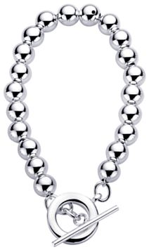 Silver bracelet High polish Sterling Silver 6mm ball Tbar 8 inch