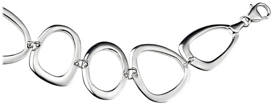 Silver bracelet High polish Sterling Silver Ovals abstract 7.5 inch