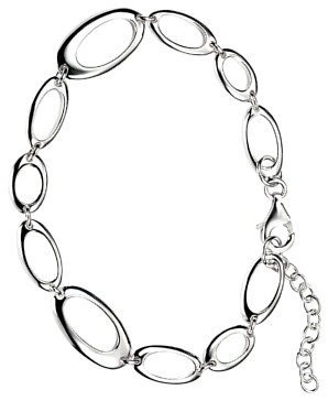 Silver bracelet High polish Sterling Silver Ovals abstract 7-8.5 inch