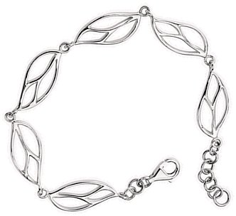 Silver bracelet High polish Sterling Silver Leaves cutout 7.5 inch