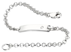 Silver bracelet Diamond High polish Sterling Silver Childs ID 5.5 inch, 2.2 grams.