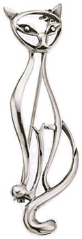 Silver brooch High polish Sterling Silver Cat cutout