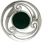 Silver brooch High polish Sterling Silver Black agate Celtic circle