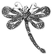 Silver brooch High polish Sterling Silver Marcasite Dragonfly