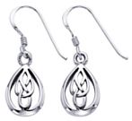 Silver drop earrings High polish Oxidised Sterling Silver Celtic tear