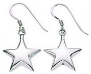 Silver drop earrings High polish Sterling Silver Star