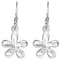 Silver drop earrings High polish Sterling Silver Flat flower
