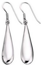 Silver drop earrings High polish Sterling Silver Tear chunky 46mm height