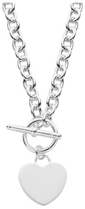 Silver necklace 18 inch High polish Sterling Silver Heart on chain Tbar, 22.5 grams.