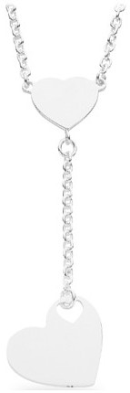 Silver necklace 18 inch High polish Sterling Silver Heart to hanging heart lobster clasp, 17 grams.