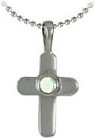 Silver pendant Peridot Sand blasted Sterling Silver Cross round