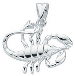 Silver pendant High polish Sterling Silver Scorpio, 4.2 grams.
