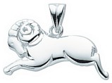 Silver pendant High polish Sterling Silver Aries, 3.5 grams.