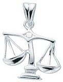 Silver pendant High polish Sterling Silver Libra, 3.0 grams.