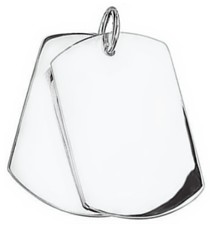Silver pendant High polish Sterling Silver Double dog tag large 25mm width