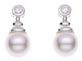 Silver stud earrings Clear zirconium Fresh water pearl High polish Sterling Silver Ball