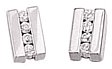 Silver stud earrings Clear zirconium High polish Sterling Silver 6mm double bar row of jewels