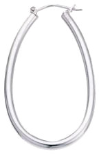Silver hoop earrings High polish Sterling Silver Oval tube 45mm