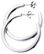 Silver hoop earrings High polish Sterling Silver Square medium