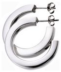 Silver hoop earrings High polish Sterling Silver Square chunky