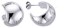 Silver hoop earrings High polish Sterling Silver Curve graduated