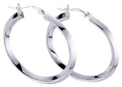 Silver hoop earrings High polish Sterling Silver Circular square