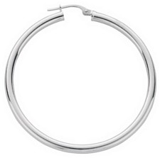 Silver hoop earrings High polish Sterling Silver Circle plain 2mm, 5.6 grams.