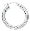 Silver hoop earrings High polish Sterling Silver Circle twist 2.5mm, 2.1 grams.