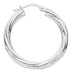 Silver hoop earrings High polish Sterling Silver Circle twist 2.5mm, 2.8 grams.