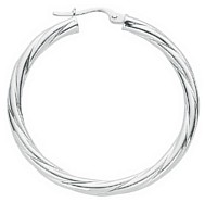 Silver hoop earrings High polish Sterling Silver Circle twist 2.5mm, 4.2 grams.