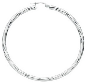 Silver hoop earrings High polish Sterling Silver Circle twist 2.5mm, 6.8 grams.