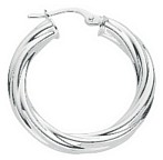 Silver hoop earrings High polish Sterling Silver Circle twist 3mm, 3.9 grams.