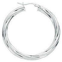 Silver hoop earrings High polish Sterling Silver Circle twist 3mm, 6 grams.