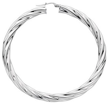 Silver hoop earrings High polish Sterling Silver Circle twist 4mm, 15.4 grams.