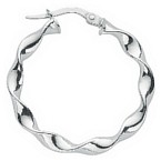 Silver hoop earrings High polish Sterling Silver Oval twist 2.5mm, 1.6 grams.