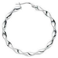 Silver hoop earrings High polish Sterling Silver Oval twist 2.5mm, 2.7 grams.