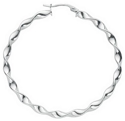 Silver hoop earrings High polish Sterling Silver Oval twist 2.5mm, 3.2 grams.