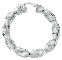 Silver hoop earrings High polish Sterling Silver Ribbed twist 2-5mm, 8.6 grams.