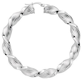 Silver hoop earrings High polish Sterling Silver Ribbed twist 2-5mm, 12 grams.