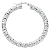 Silver hoop earrings High polish Sterling Silver Circle ridged 3.5mm, 7.8 grams.