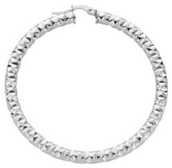 Silver hoop earrings High polish Sterling Silver Circle ridged 3.5mm, 9.8 grams.