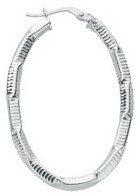 Silver hoop earrings High polish Sterling Silver Square rotated ribbed 2mm, 5.8 grams.