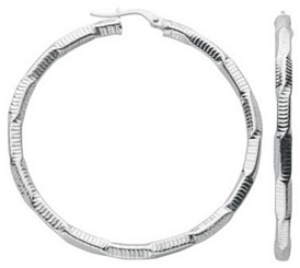 Silver hoop earrings High polish Sterling Silver Square rotated ribbed 2mm, 8.5 grams.