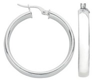 Silver hoop earrings High polish Sterling Silver Plain D-shape 5mm, 4.3 grams.